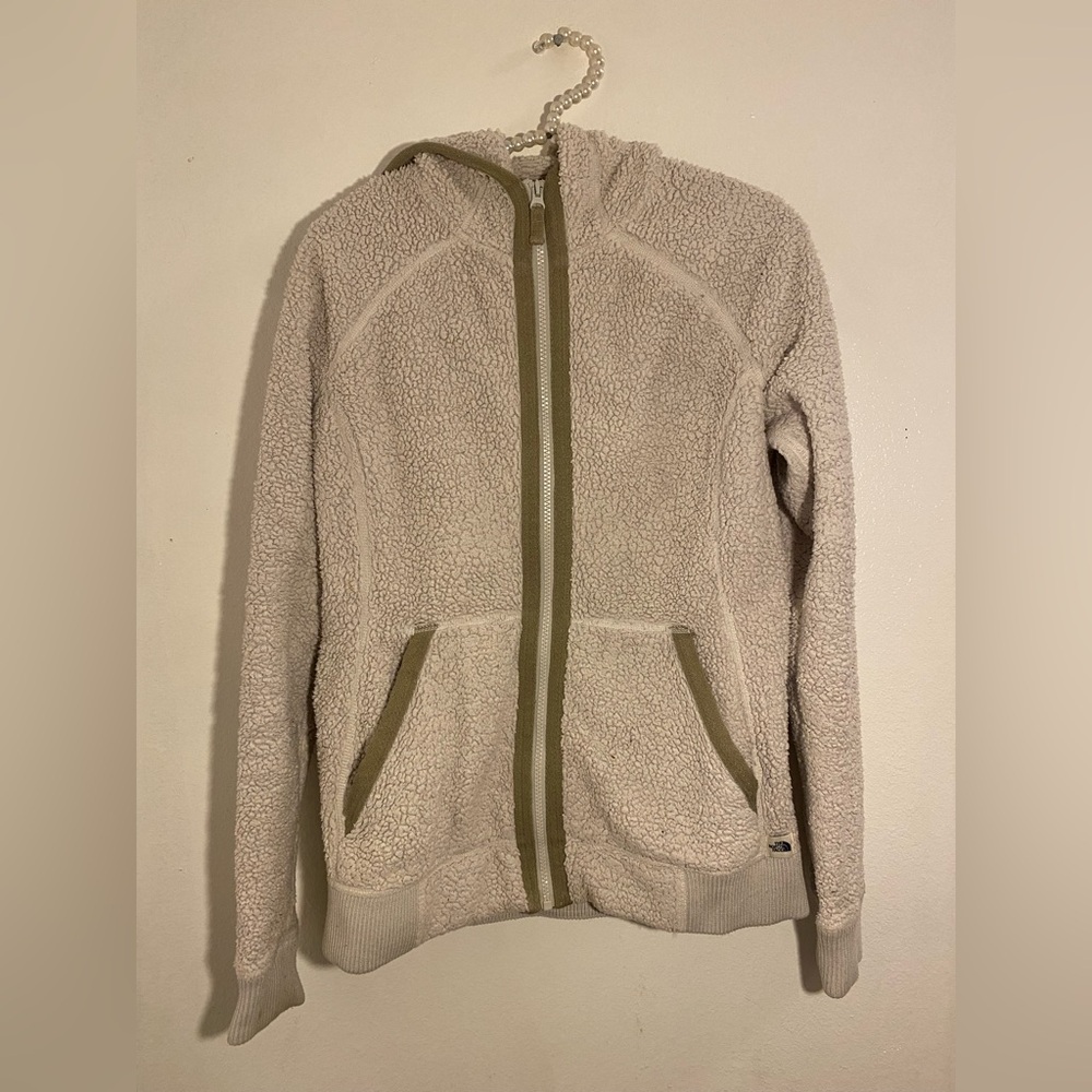 The North Face Cream Fuzzy Sherpa Teddy Jacket Sz Medium